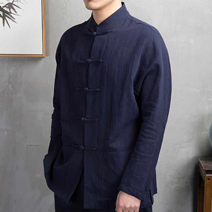 Buddha Stones無地 カジュアル フロッグボタン メンズ シャツ 衣類 - image 10