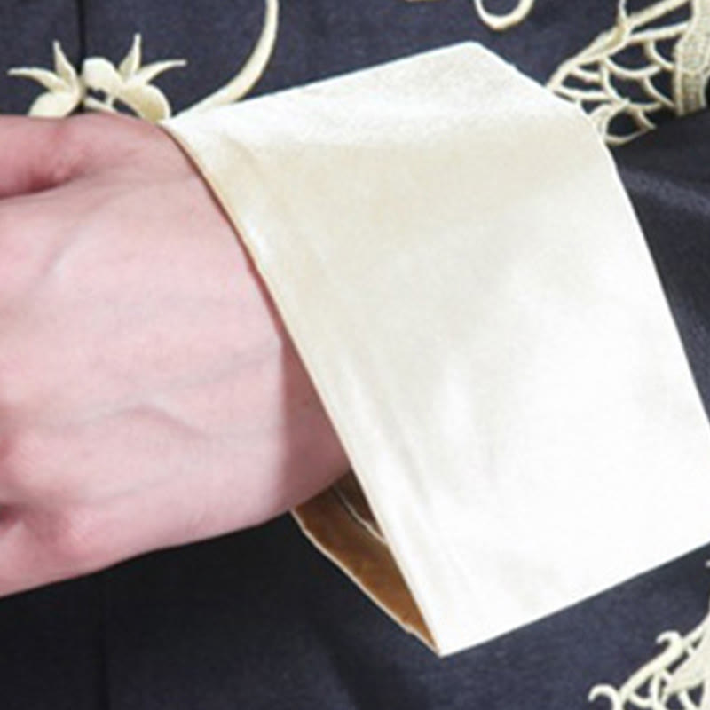 Buddha Stones刺繍ドラゴン折り返し袖カジュアルフロッグボタンポリエステル繊維メンズジャケットシャツパンツ衣類 - image 17