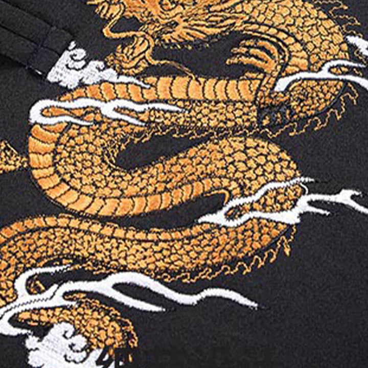 Buddha Stones龍刺繍カエルボタンポリエステルメンズジャケットシャツポケット付き - image 11