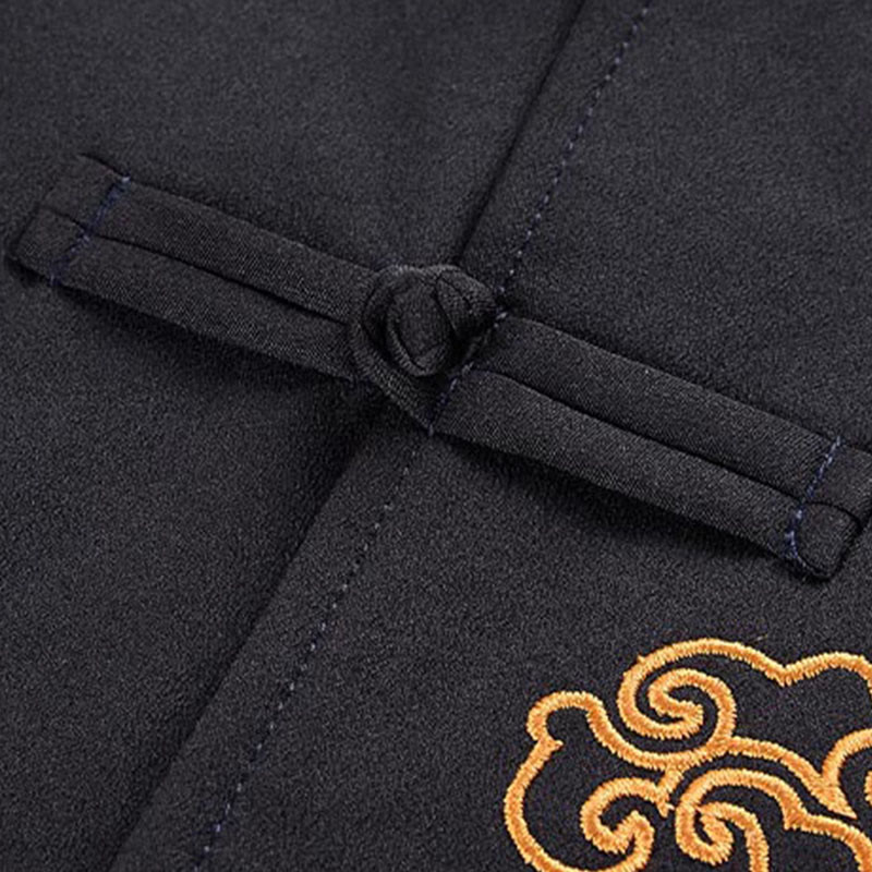 Buddha Stones龍刺繍カエルボタンポリエステルメンズジャケットシャツポケット付き - image 10