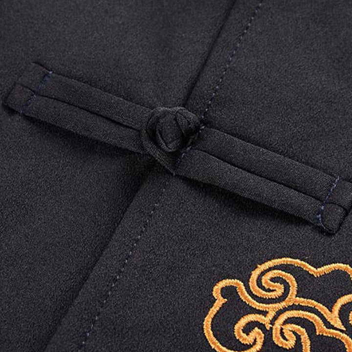 Buddha Stones龍刺繍カエルボタンポリエステルメンズジャケットシャツポケット付き - image 10