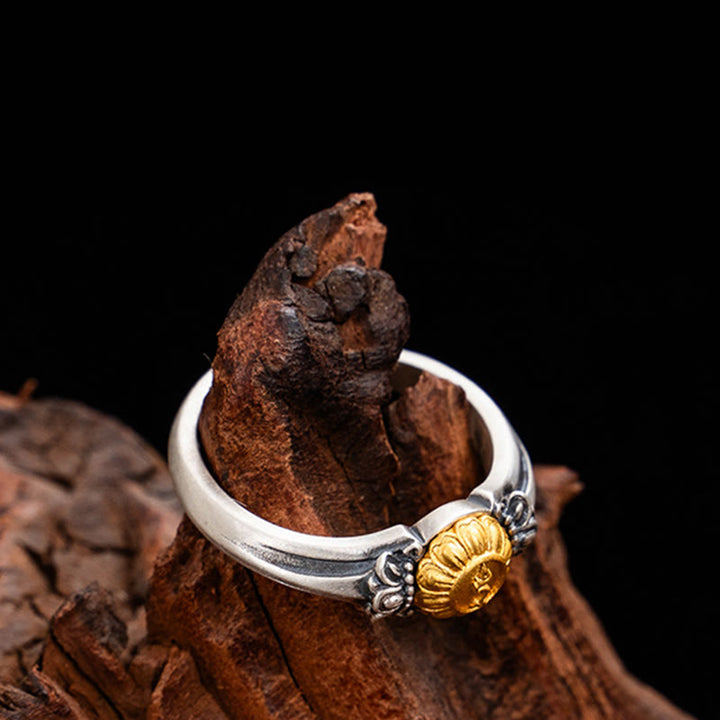 Buddha Stones925 スターリングシルバー ゴールドメッキ 菩薩 ターラ 保護 調節可能リング