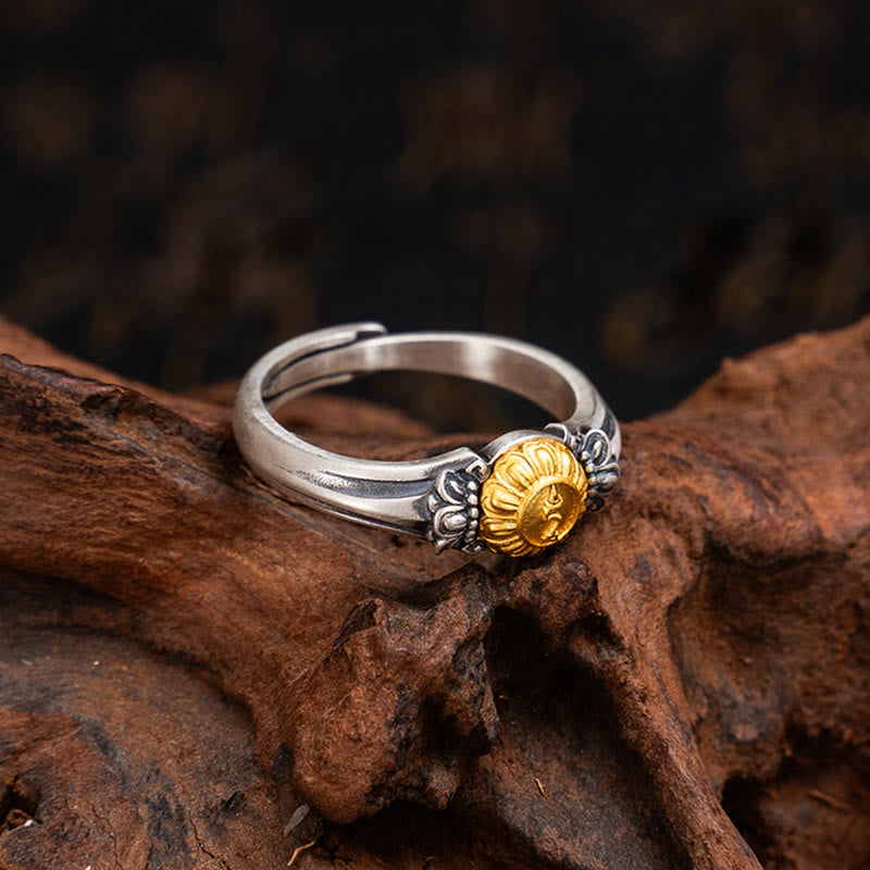 Buddha Stones925 スターリングシルバー ゴールドメッキ 菩薩 ターラ 保護 調節可能リング - image 8