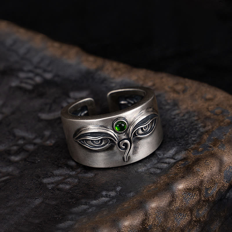 Buddha Stones925スターリングシルバー 菩薩ターラ カーム 調節可能リング - image 1