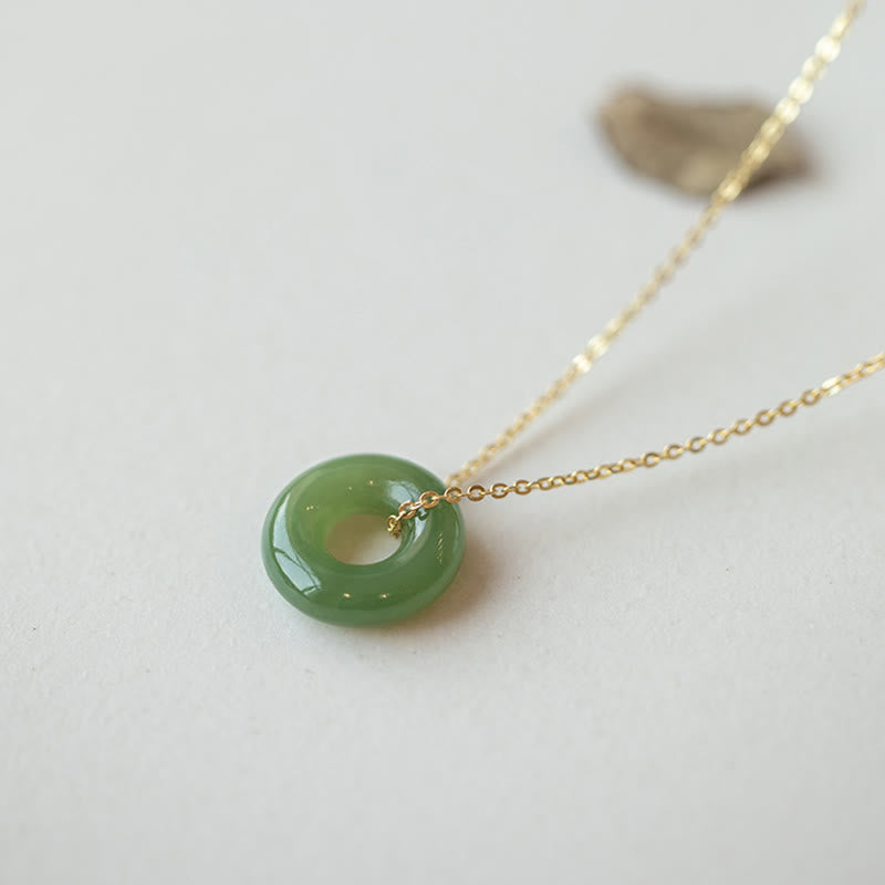 Buddha Stones 925スターリングシルバーメッキゴールド和田翡翠ピースバックルネックレスペンダント