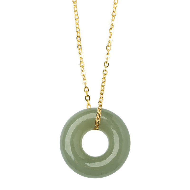 Buddha Stones 925スターリングシルバーメッキゴールド和田翡翠ピースバックルネックレスペンダント