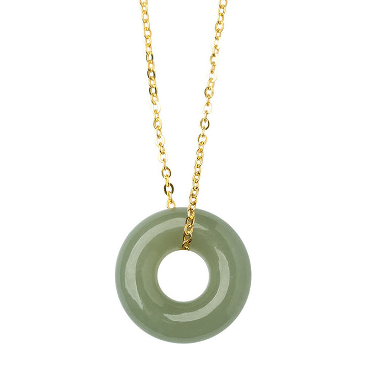 Buddha Stones 925スターリングシルバーメッキゴールド和田翡翠ピースバックルネックレスペンダント
