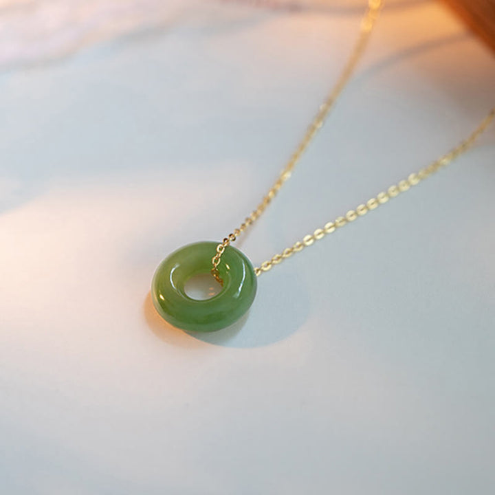 Buddha Stones 925スターリングシルバーメッキゴールド和田翡翠平和のお守りチャームネックレスペンダント - image 1