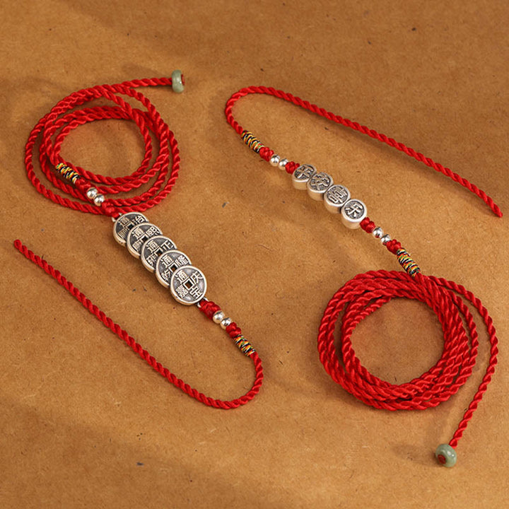 Buddha Stones999 スターリングシルバー 祝福の赤い紐のベリーチェーン