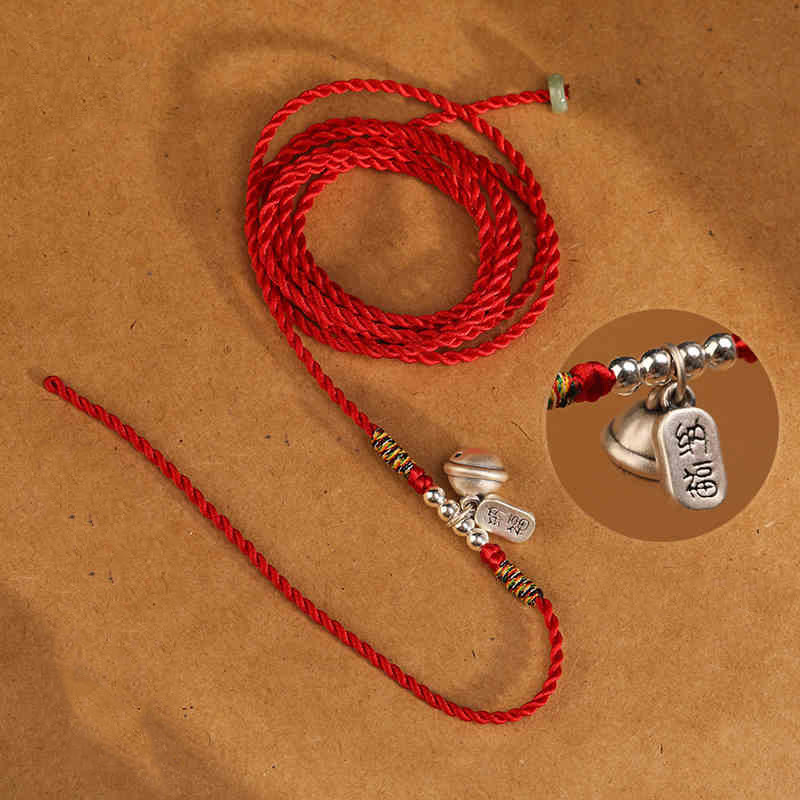 Buddha Stones999 スターリングシルバー 祝福の赤い紐のベリーチェーン