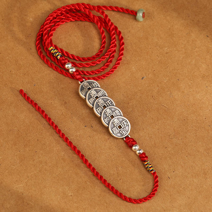 Buddha Stones999 スターリングシルバー 祝福の赤い紐のベリーチェーン