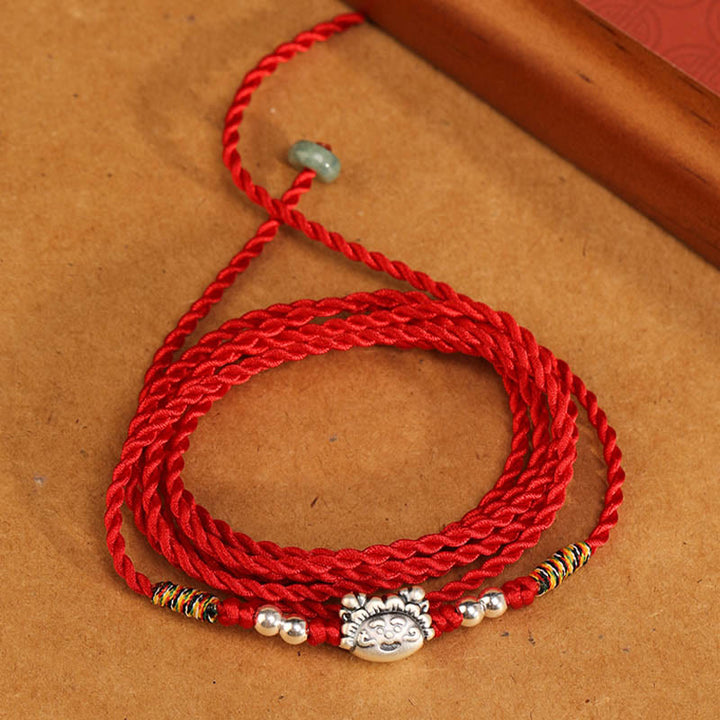 Buddha Stones999 スターリングシルバー 祝福の赤い紐のベリーチェーン