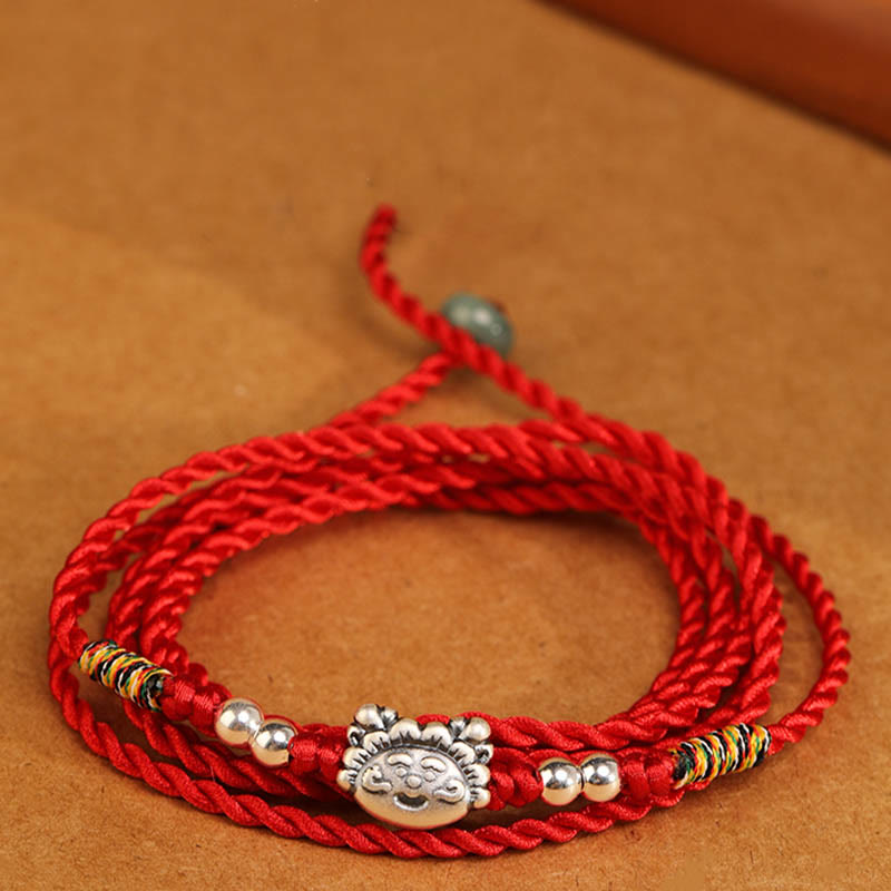 Buddha Stones999 スターリングシルバー 祝福の赤い紐のベリーチェーン