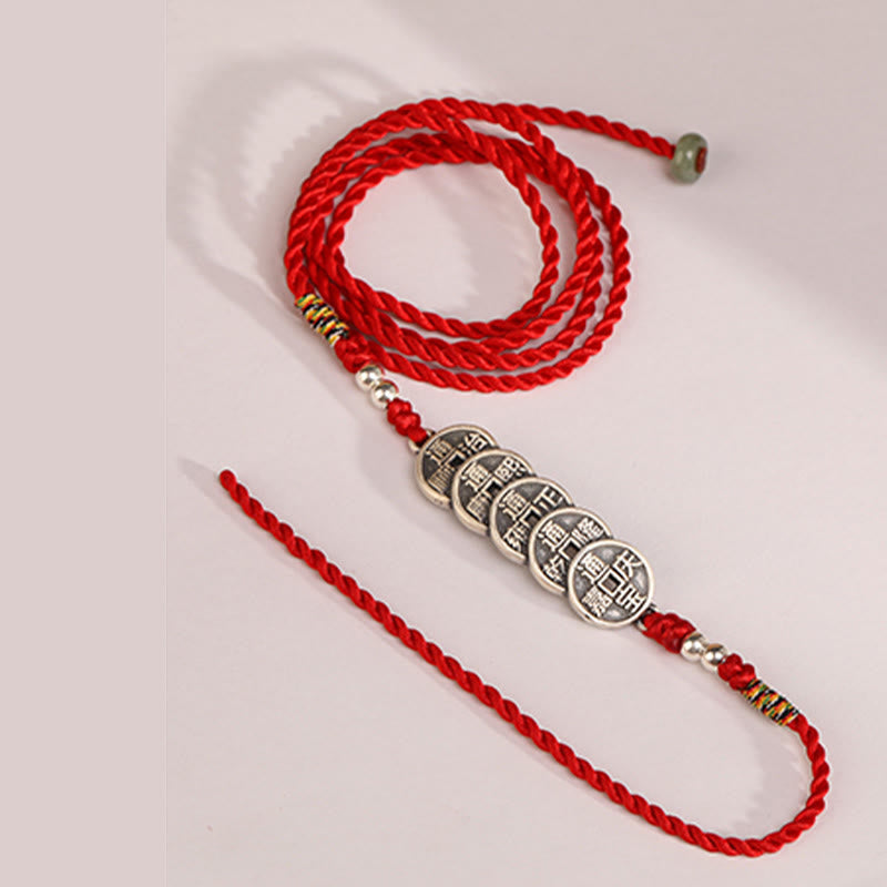Buddha Stones999 スターリングシルバー 祝福の赤い紐のベリーチェーン