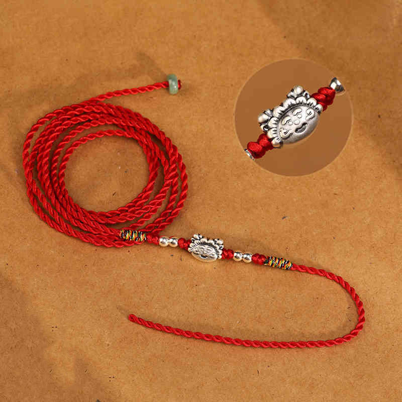 Buddha Stones999 スターリングシルバー 祝福の赤い紐のベリーチェーン