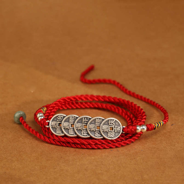 Buddha Stones999 スターリングシルバー 祝福の赤い紐のベリーチェーン