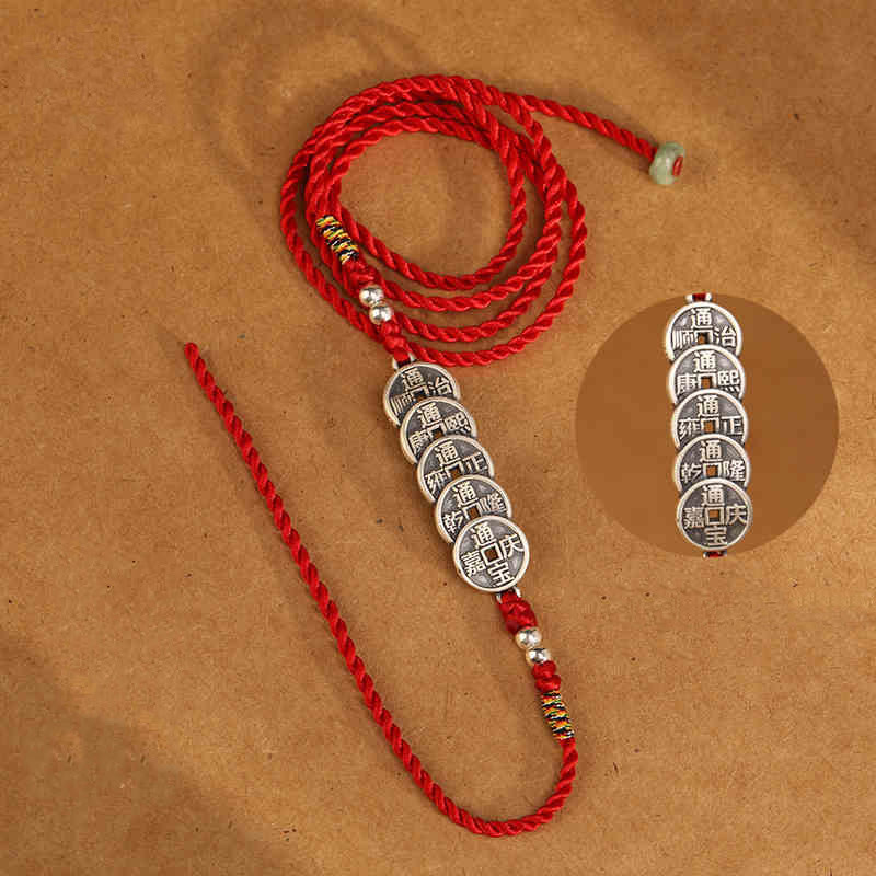 Buddha Stones999 スターリングシルバー 祝福の赤い紐のベリーチェーン