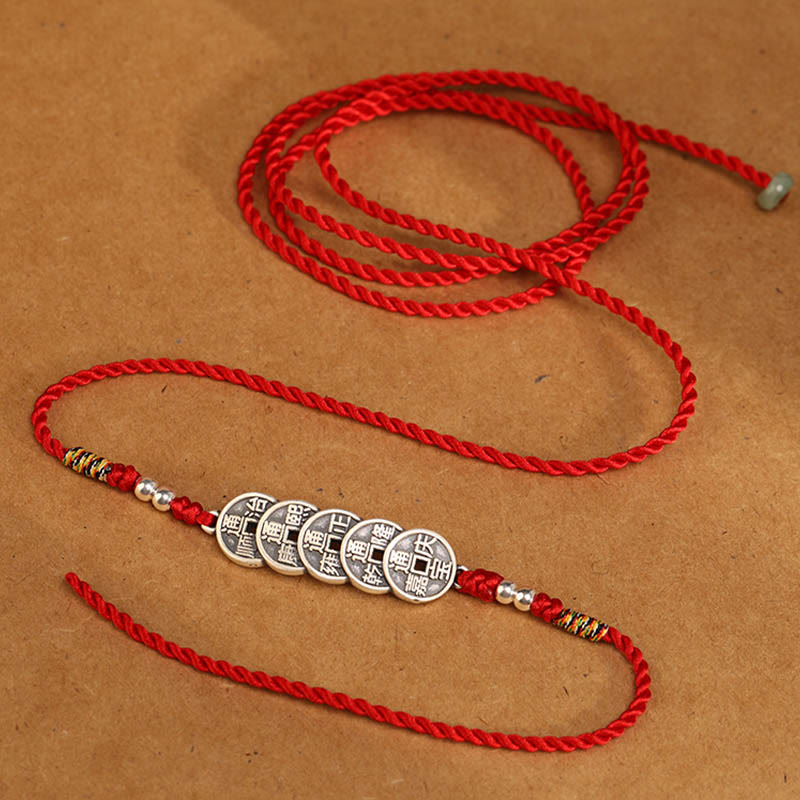 Buddha Stones999 スターリングシルバー 祝福の赤い紐のベリーチェーン