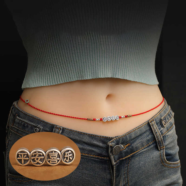Buddha Stones999 スターリングシルバー 祝福の赤い紐のベリーチェーン
