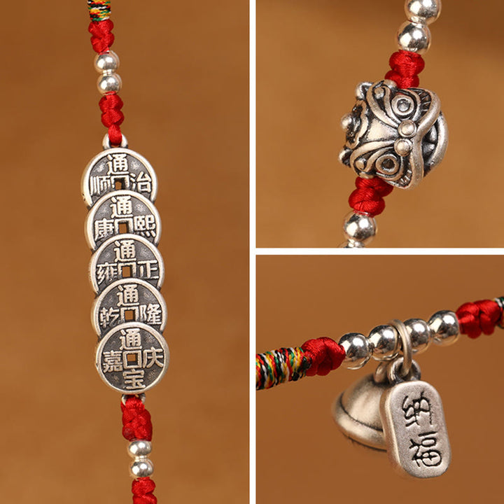 Buddha Stones999 スターリングシルバー 祝福の赤い紐のベリーチェーン