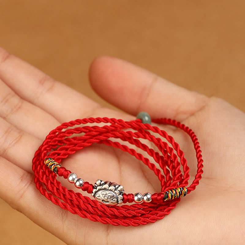 Buddha Stones999 スターリングシルバー 祝福の赤い紐のベリーチェーン