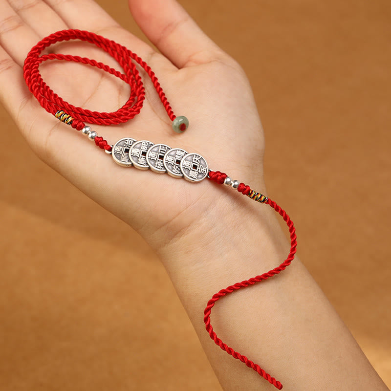Buddha Stones999 スターリングシルバー 祝福の赤い紐のベリーチェーン