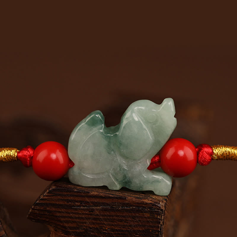 Buddha Stones翡翠平和バックル祝福赤い紐ベリーチェーン