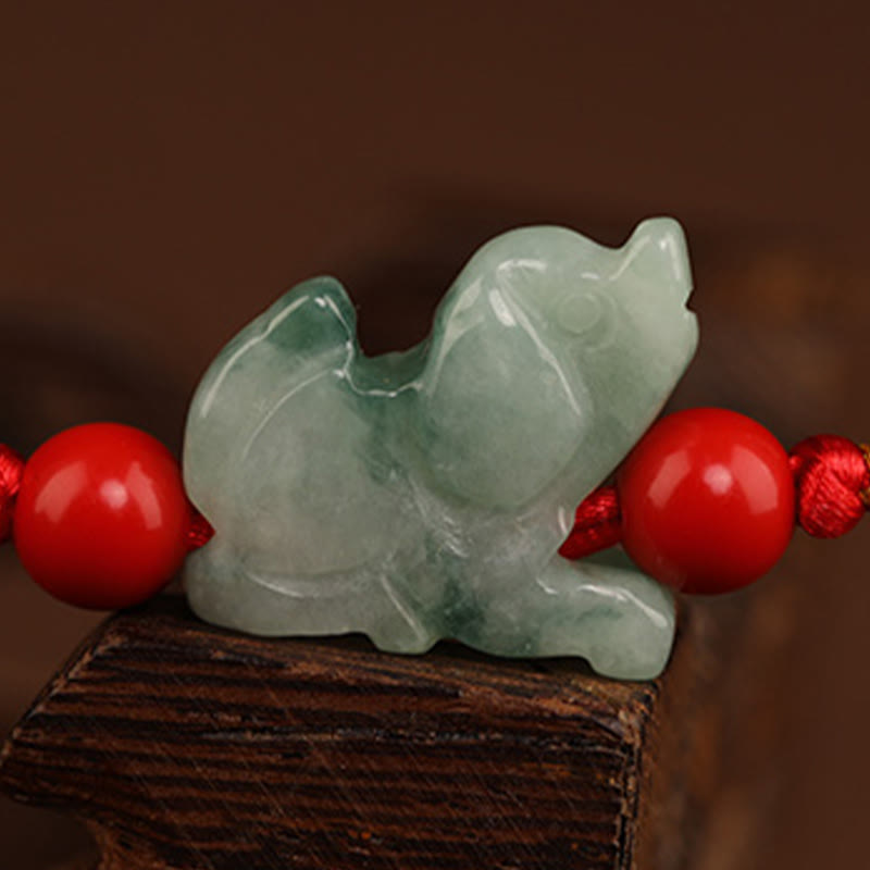 Buddha Stones翡翠平和バックル祝福赤い紐ベリーチェーン