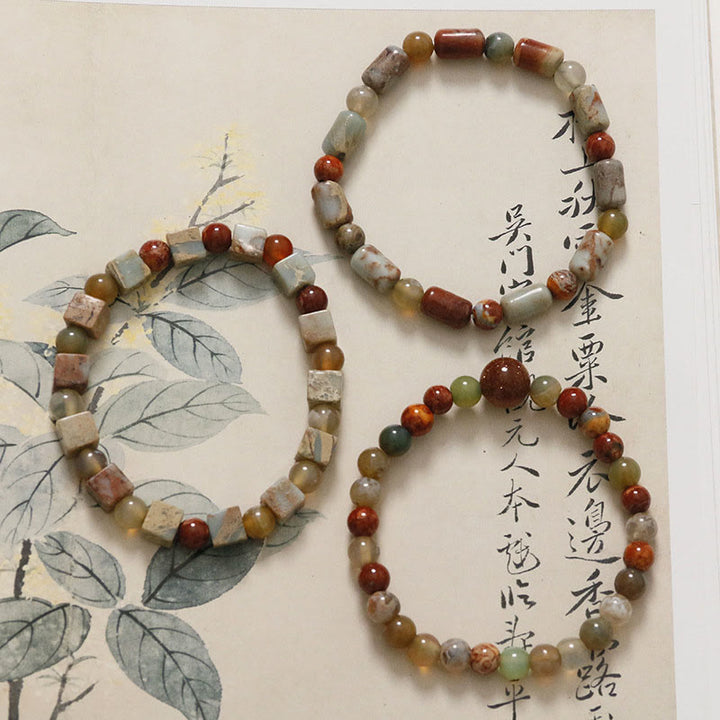Buddha Stones赤瑪瑙 寿山石 穏やかな祝福のブレスレット