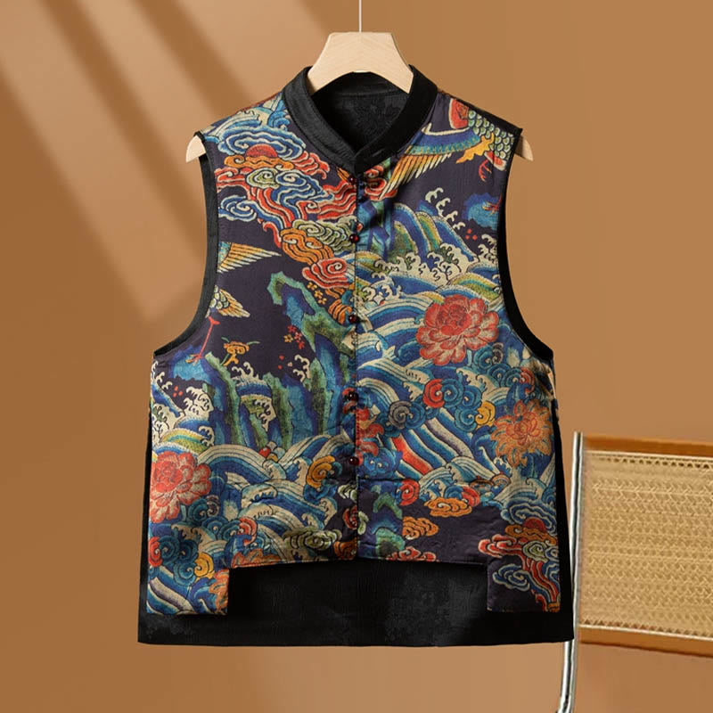 Buddha Stonesヴィンテージ刺繍花雲柄ベスト - 青 - US16、 UK/AU20、 EU48 (5XL) - image 8