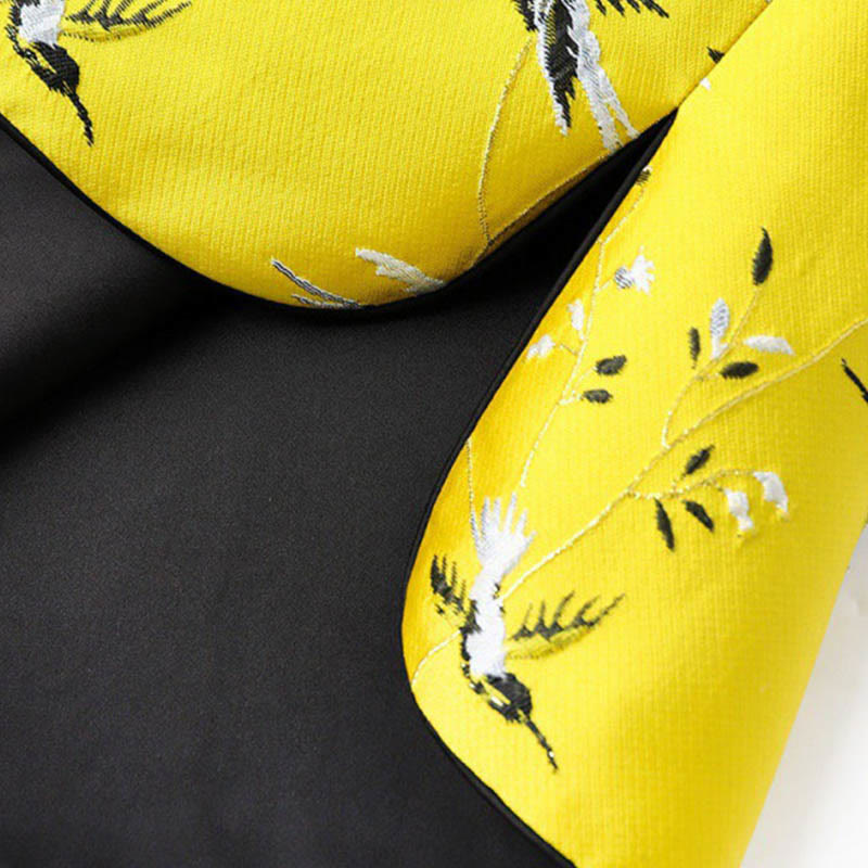 Buddha Stonesヴィンテージ刺繍鶴植物柄ノットボタンベスト - image 4