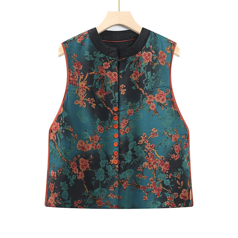 Buddha Stonesヴィンテージ刺繍ジャカード織り花柄ベスト - 青 - US16、 UK/AU20、 EU48 (5XL) - image 8