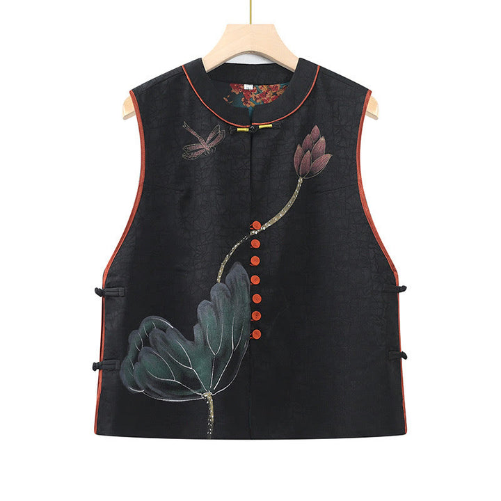 Buddha Stonesヴィンテージ刺繍ジャカード織り花柄ベスト - 黒 - US16、 UK/AU20、 EU48 (5XL) - image 1