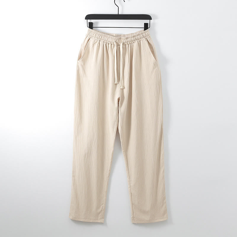 Buddha Stonesクロスカラーコットン唐装漢服トップスパンツメンズセット - image 12