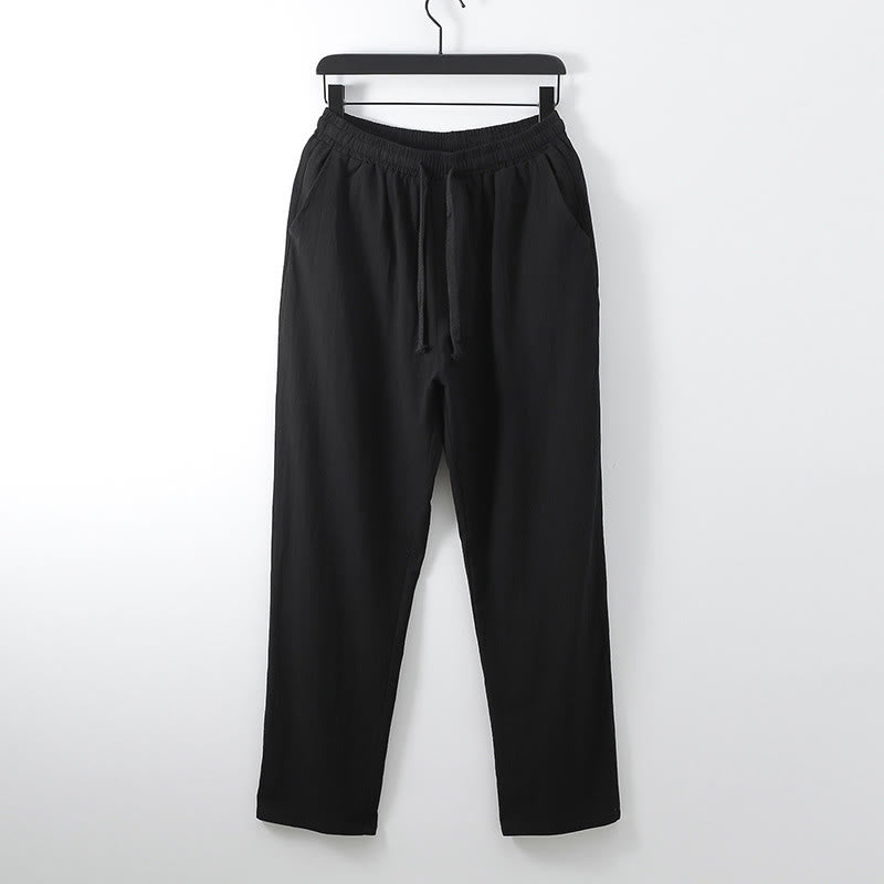 Buddha Stonesクロスカラーコットン唐装漢服トップスパンツメンズセット - image 9