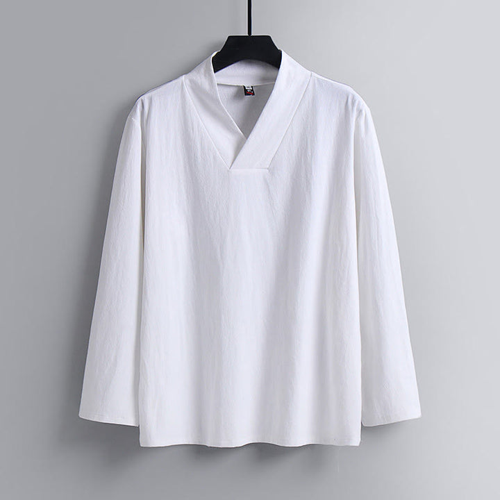 Buddha Stonesクロスカラーコットン唐装漢服トップスパンツメンズセット - image 17