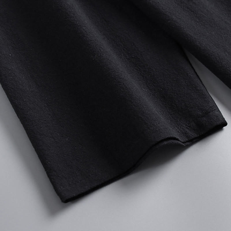 Buddha Stonesクロスカラークロップド丈ブルマーコットン唐装漢服トップスパンツ衣類メンズセット - image 13