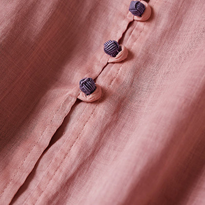 Buddha Stonesプラスサイズ Vネック カジュアル 無地 長袖シャツ コットンリネン レディース シャツ - image 15