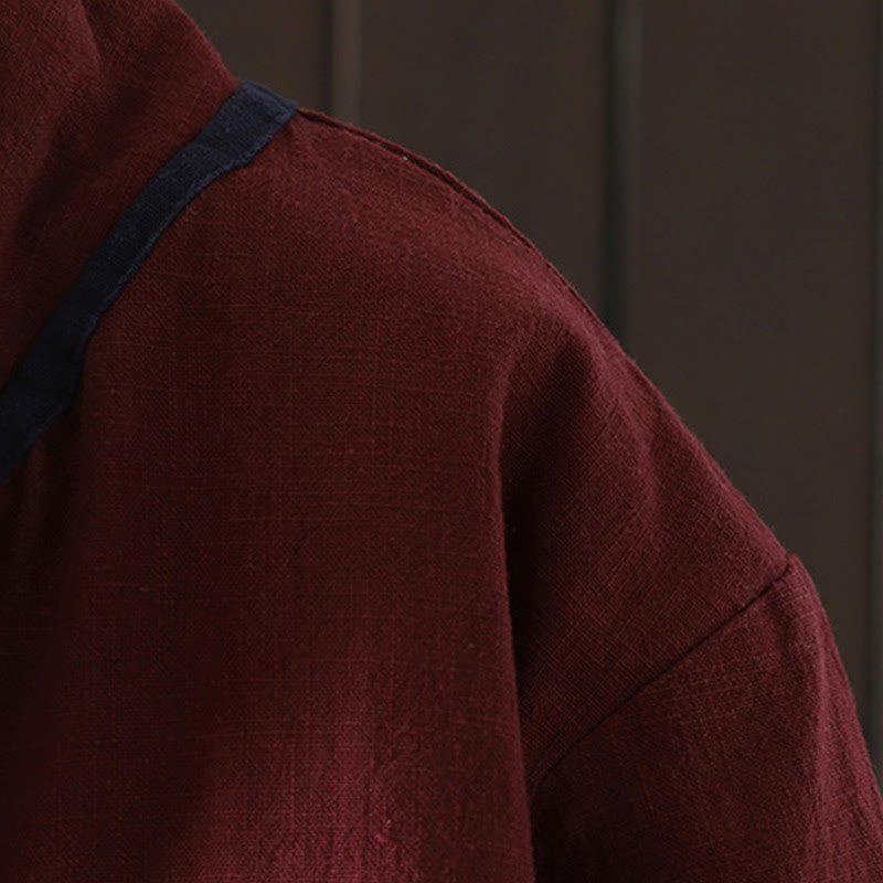 Buddha Stones無地 カジュアル フロッグボタン タートルネック コットン リネン レディース ジャケット シャツ 衣類 - image 4