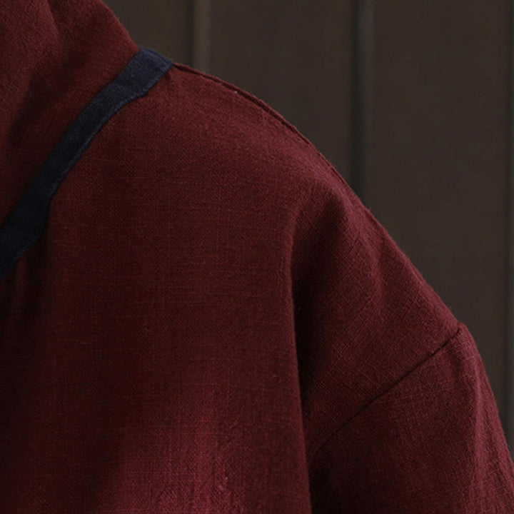 Buddha Stones無地 カジュアル フロッグボタン タートルネック コットン リネン レディース ジャケット シャツ 衣類 - image 4