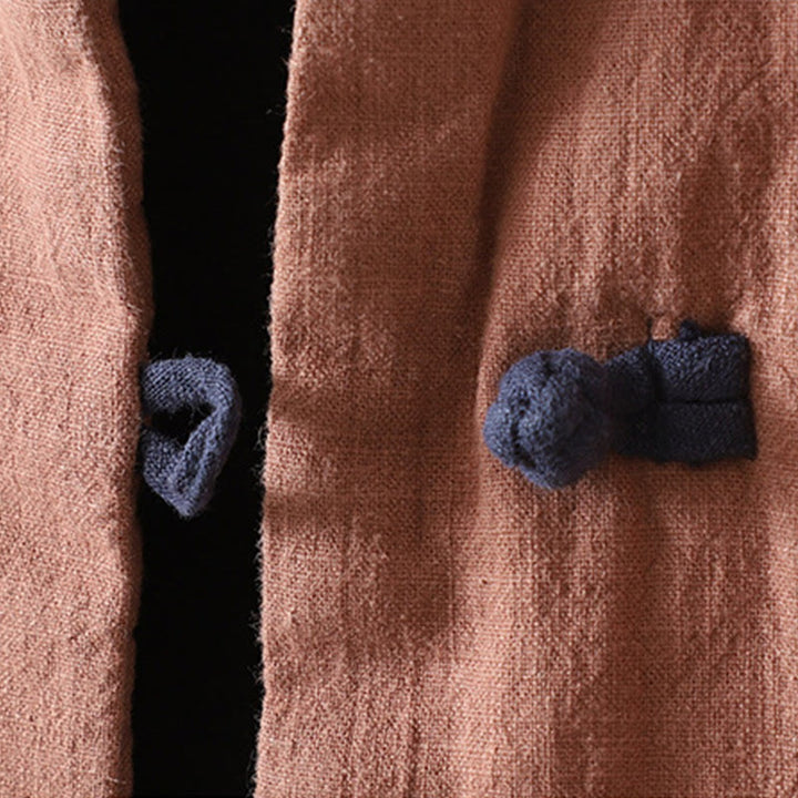 Buddha Stones無地 カジュアル フロッグボタン タートルネック コットン リネン レディース ジャケット シャツ 衣類 - image 15