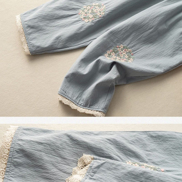 Buddha Stonesカジュアル レーストリム 刺繍 コットン ハーレムパンツ ポケット付き - image 6