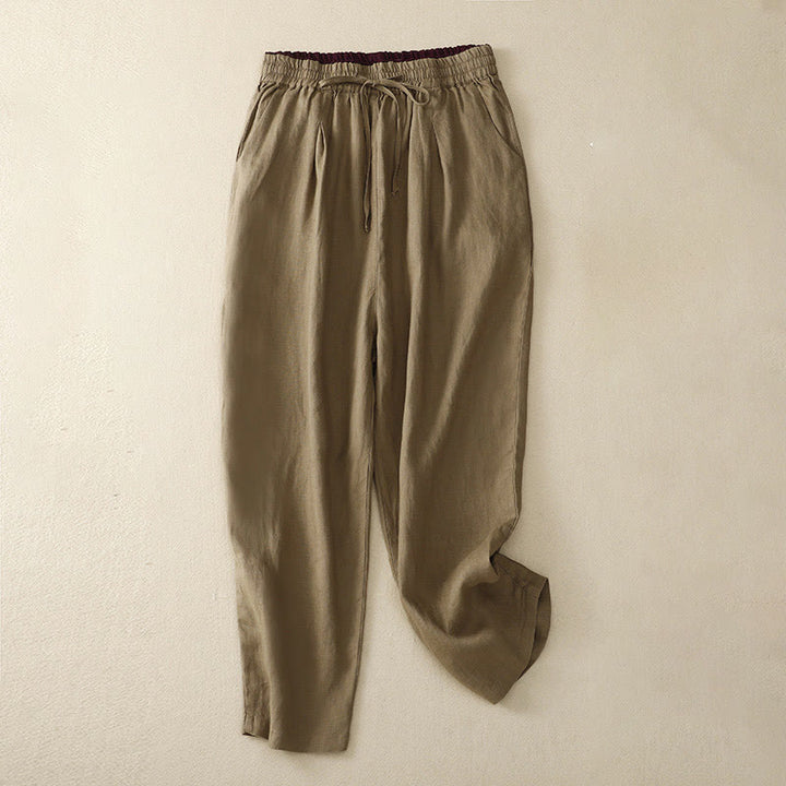 Buddha Stonesヴィンテージ ハイウエスト レースアップ コットンリネン ハーレムパンツ ポケット付き - ダークゴールデンロッド - US8-10，UK/AU12-14，EU40-42 (2XL) - image 0