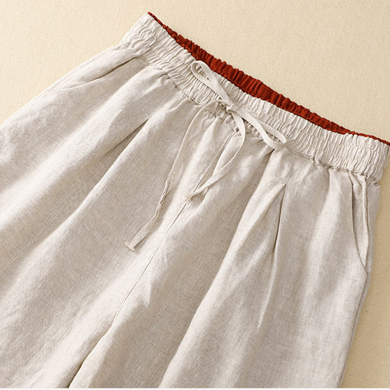 Buddha Stonesヴィンテージ ハイウエスト レースアップ コットンリネン ハーレムパンツ ポケット付き - image 26