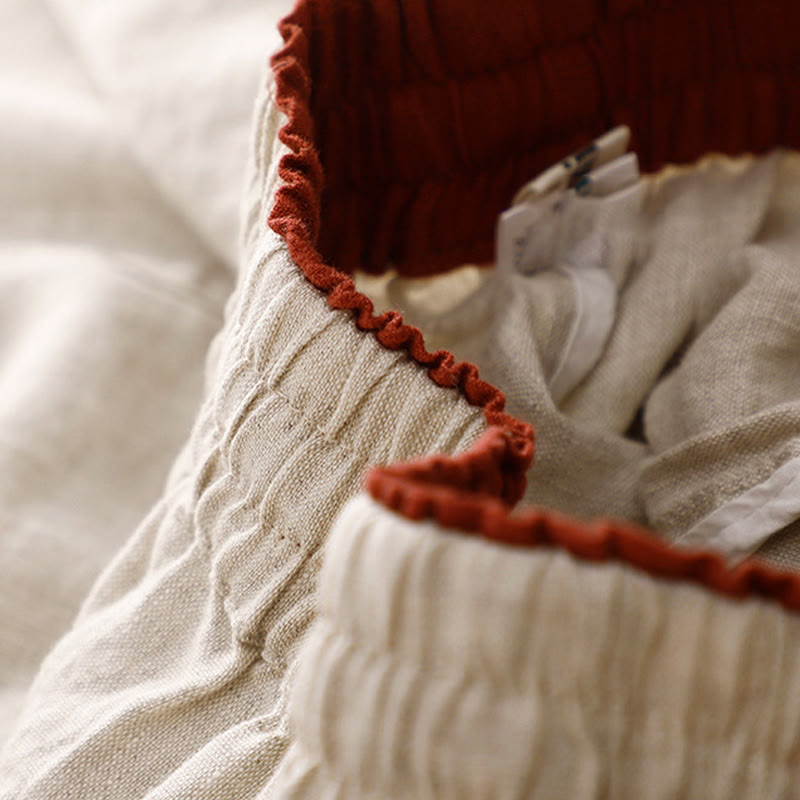 Buddha Stonesヴィンテージ ハイウエスト レースアップ コットンリネン ハーレムパンツ ポケット付き - image 28