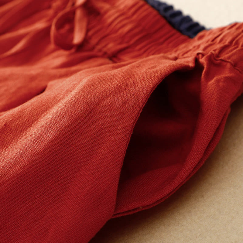 Buddha Stonesヴィンテージ ハイウエスト レースアップ コットンリネン ハーレムパンツ ポケット付き - image 9