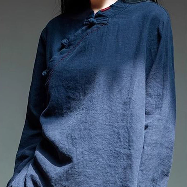 Buddha Stones斜め襟結びボタンコットンゆったりリネン服 - image 20