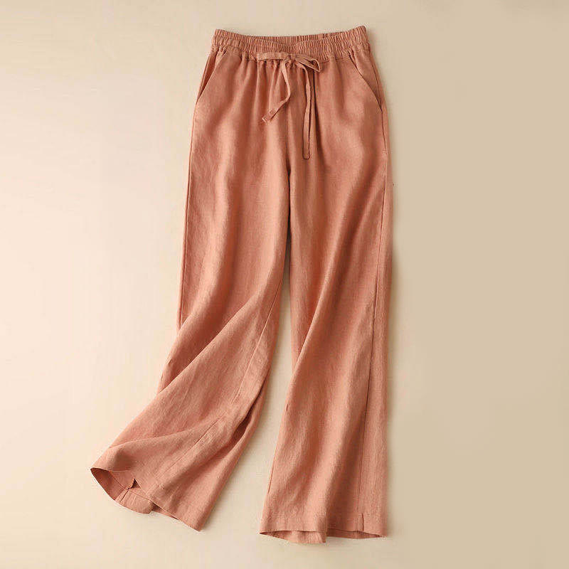 Buddha Stonesカジュアル ハイウエスト レースアップ ワイドレッグパンツ ポケット付き - ライトサーモン - US12、 UK/AU16、 EU44 (3XL) - image 0