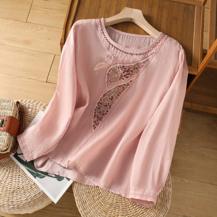 Buddha Stonesエスニック刺繍クルーネックコットンリネンプルオーバー - ピンク - US8-10，UK/AU12-14，EU40-42 (2XL) - image 19