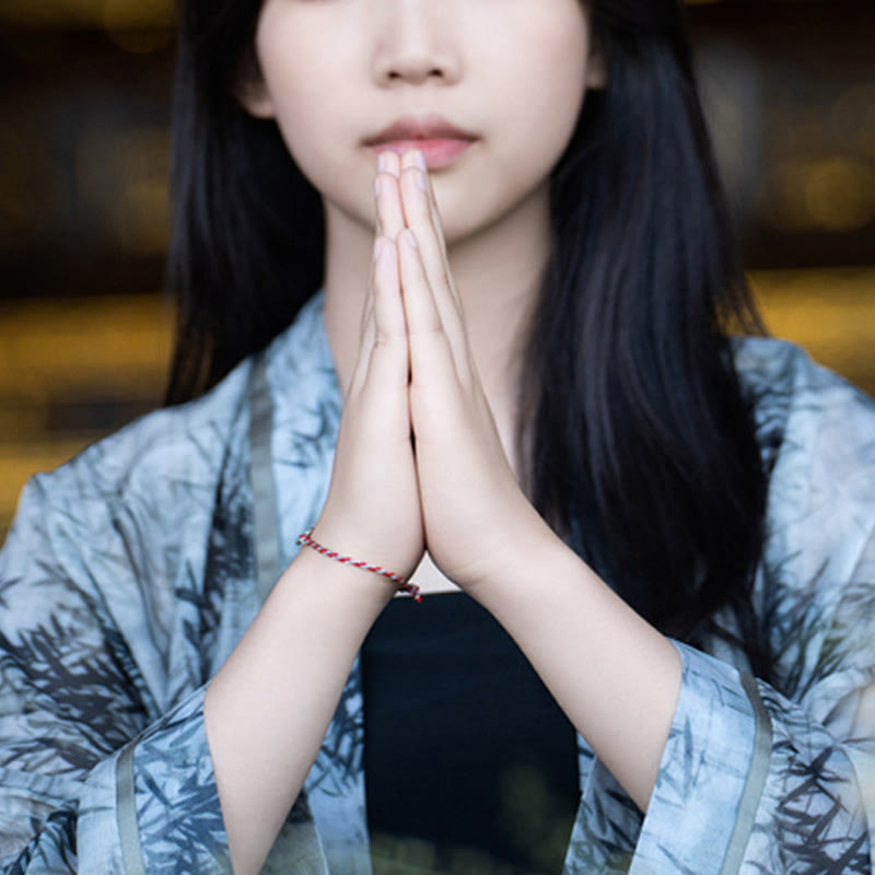 Buddha Stones925スターリングシルバー ピース平和のお守りチャーム幸運のストリングブレスレット - image 11